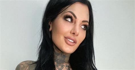 tattooed model slips into see through boob top as she shows off multiple ink flipboard
