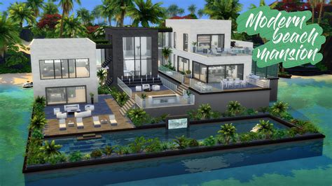The sims 4 modern oasis 3 fully furnished residential lot (50×50) designed by pralinesims available at the sims resource download by pralinesims creator no. MODERN BEACH MANSION (Millionaire Villa) | No CC Sims 4 ...