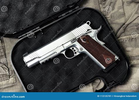 Pistol 11mm Gun Weapon Series Police Handgun Close Up Stock Image