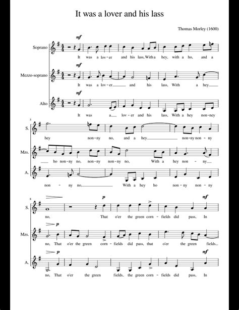It Was A Lover And His Lass Sheet Music For Voice Download Free In Pdf Or Midi