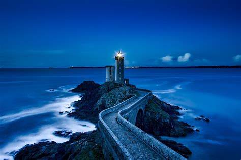 France Lighthouse In Ocean Wallpaper For 2880x1920