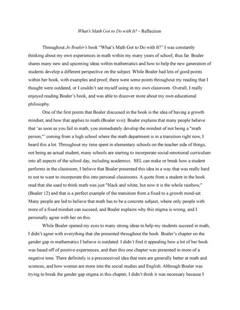 Reflection Paper Math Math Reflection Essay Page 1 Line 17qq Com It