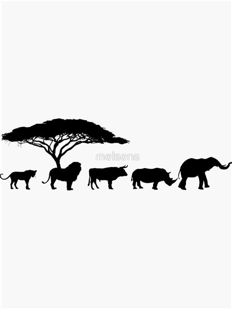 Africa The Big Five Animals Design Kids Toddler Big 5 Sticker For