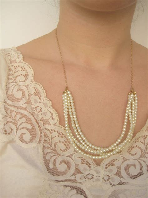 Layered Pearl Necklace For Bridesmaids Pearl Necklace Layered Pearl Necklace Necklace