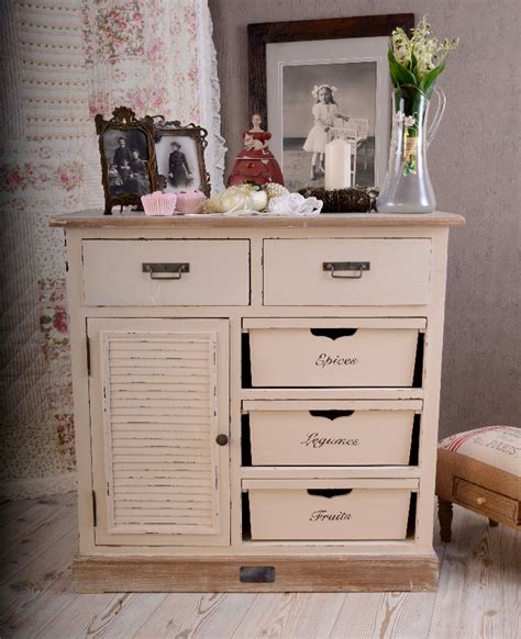 Vintage kommode sideboard 153 cm holz new maison esto ihr. VINTAGE KOMMODE SHABBY CHIC WEISS FRANZÖSISCHE NOSTALGIE ...