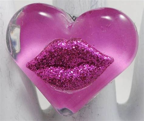 Pretty Pink Heart Ringsparkly Lipsvalentines Day Valentines Day
