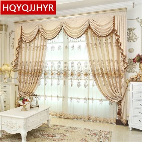 Hqyqjjhyr European Luxury Embroidered Blackout Curtains For Living Room