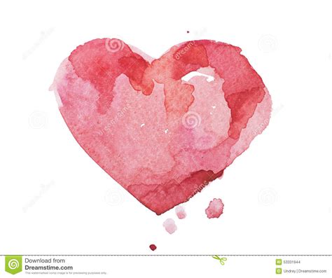 Watercolor Aquarelle Hand Drawn Colorful Red Heart Stock
