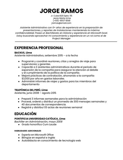 Ejemplos De Curriculum Vitae