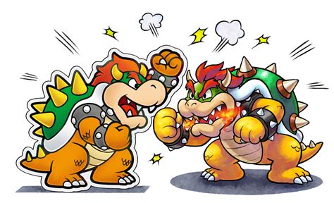 Bowser And Paper Bowser Mario And Luigi Paper Jam