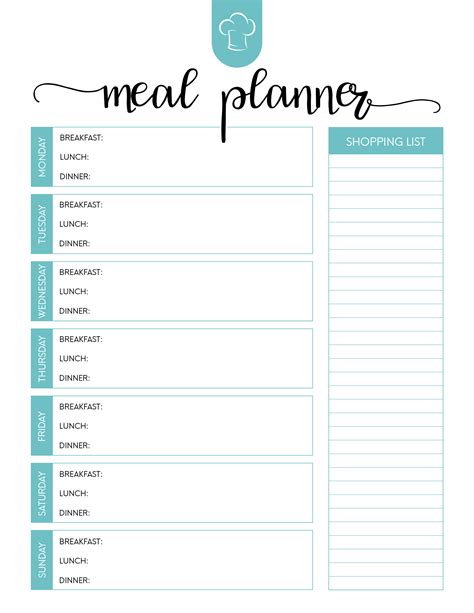 Free Printable Meal Planner Room