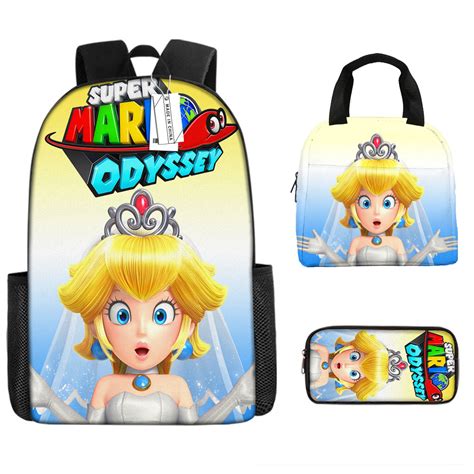 Mario Bros Girls Backpack Princess Peach Backpack Pencil Case Lunch Bag