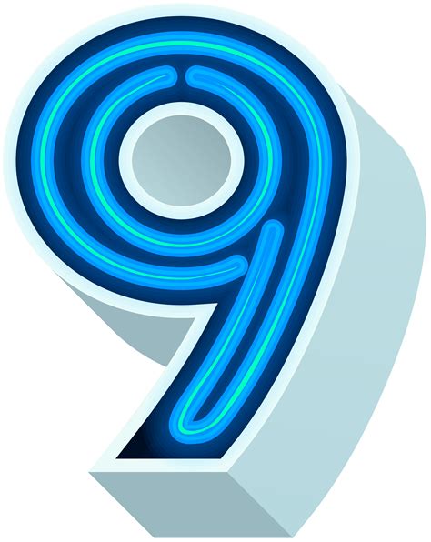 Number Nine Neon Blue Png Clip Art Image Gallery Yopriceville High