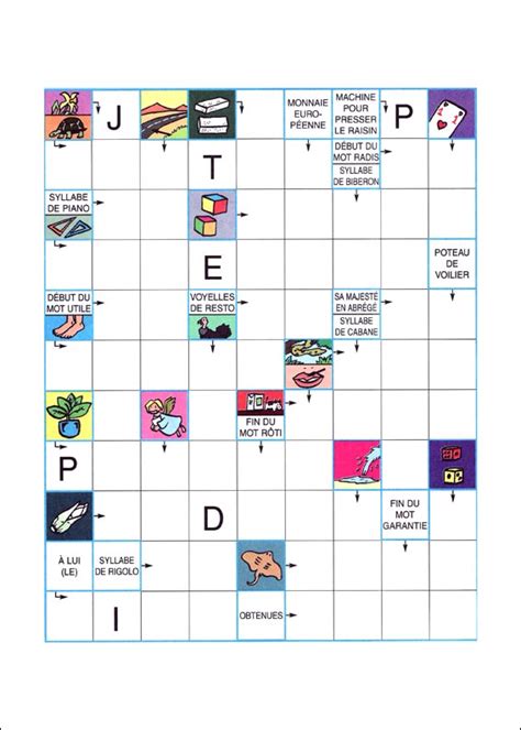 A l'aide des images, complète les grilles. Mots fléchés Récré kids