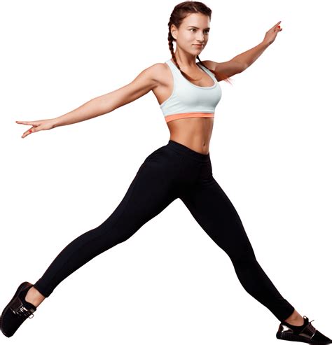 Nice Young Fitness Woman Top Black Leggings PNG - Fitness - Gym