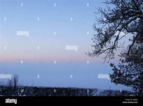 Misty Winters Morning In The Country Stock Photo Alamy