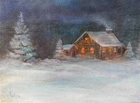 Cabin In The Woods Painting By Judie White