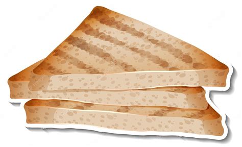 Free Vector Sliced Wheat Breads Sticker On White Background