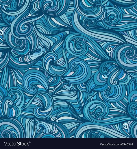 Abstract Wave Hand Drawn Pattern Seamless Texture Vector Image