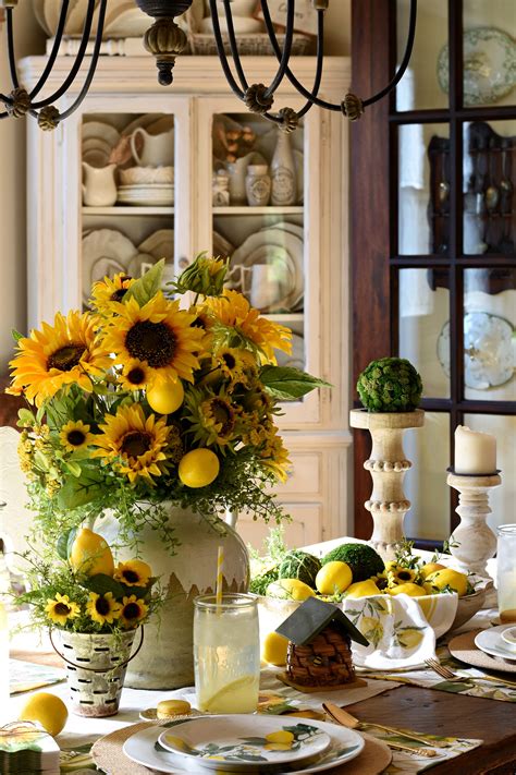 French Farmhouse Lemons and Sunflowers Tablescape – Follow The Yellow