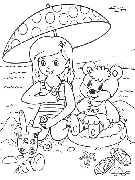 Coloring Summer Pages Fun August Kids Sketch Coloring Page