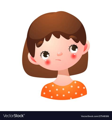 Girl With Thoughtful And Confused Face Expression Vector Image