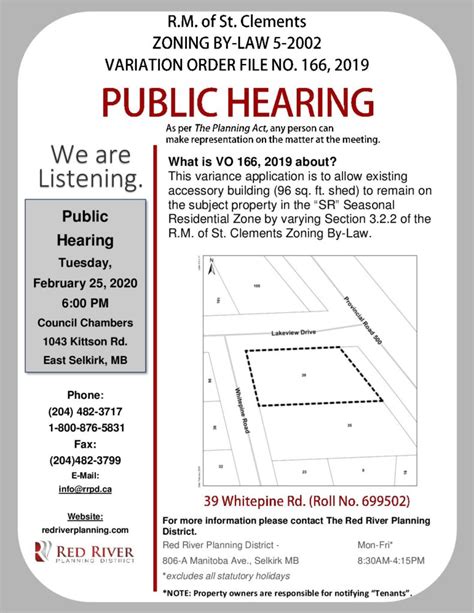 Planning Hearings Rural Municipality Of St Clements
