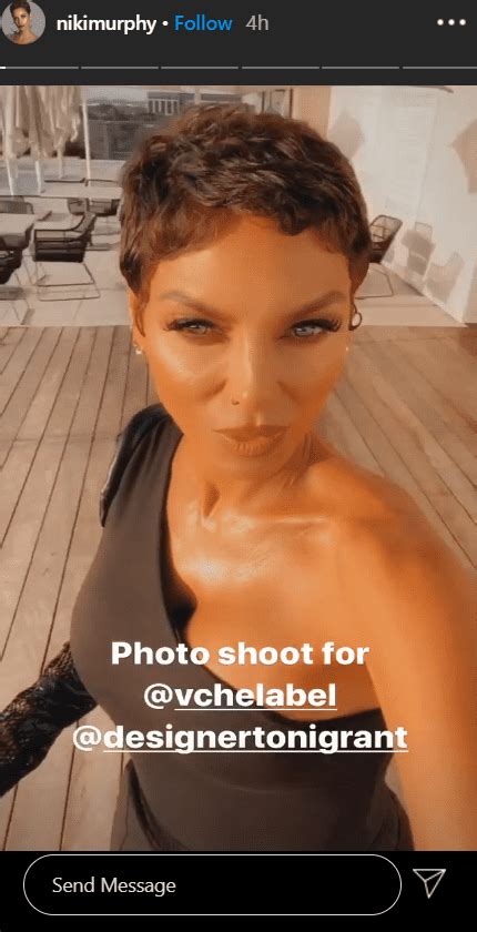 nicole murphy looks gorgeous in a black off shoulder dress which she wore for a photo shoot