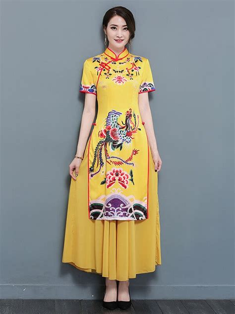 Vietnamese Ao Dai Pattern Dress Traditional Chinese Dresses