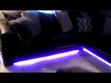 The brilliance in the design is in the base, which is angled so it can sit below a chair or couch. LEDs under couch - YouTube