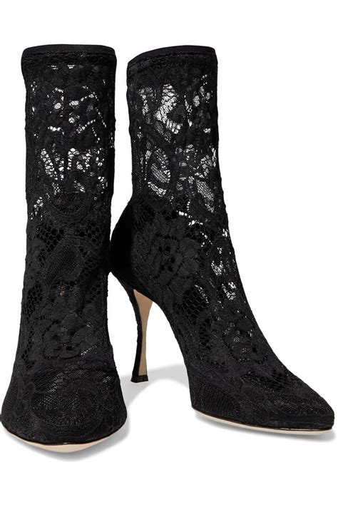 Dolce And Gabbana Stretch Lace Ankle Boots In Black Save 66 Lyst