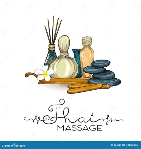 A Set Of Items For Thai Massage Stock Vector Illustration Stock Vector Illustration Of