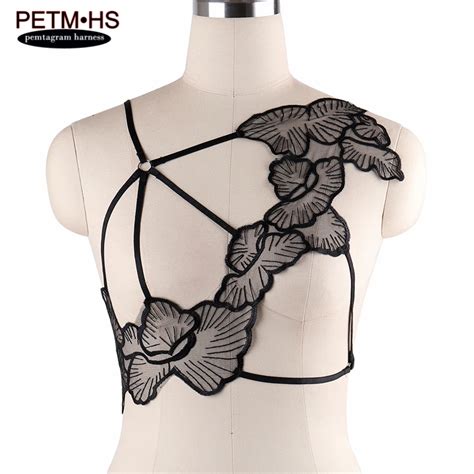 Womens Sexy Black Lace Sheer Lingerie Cage Bralette Bondage Body
