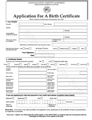 Birth Certificate Application Form Fill And Sign Printable Template Online