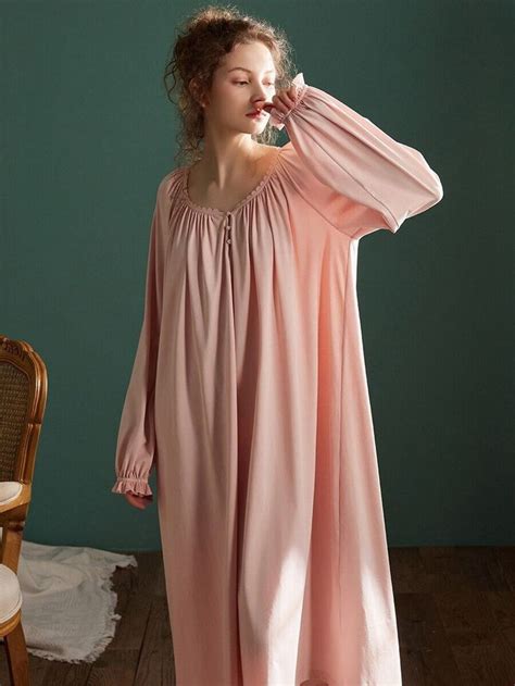 victorian cotton long pink nightgown vintage nightgown elegant pregnant nightgowns bridal