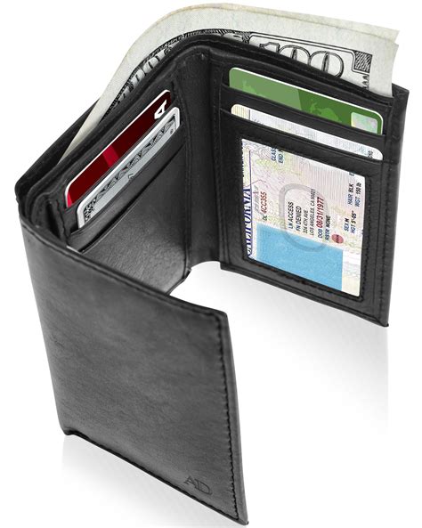 Genuine Leather Trifold Wallets For Men Mens Trifold Wallet With Id