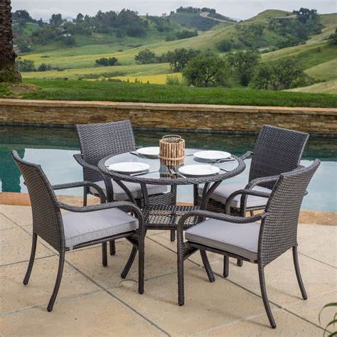 Round Outdoor Dining Sets For 4 Captiva Acacia 6pc Boditewasuch