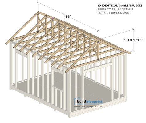 12x16 Shed Diy Plans Gable Roof Build Blueprint 2022