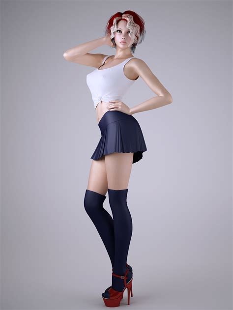 real doll 3d girl short skirts skater skirt 3 d stockings