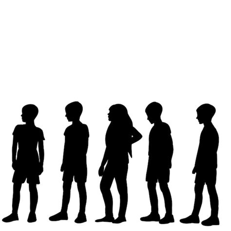 Premium Vector Vector Isolated Silhouette Boys Stand
