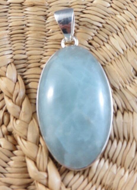 Large Opaque Blue Aquamarine Natural Gemstone 925 Sterling Silver
