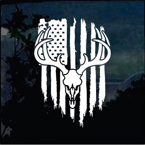 Deer Skull Hunting Flag Decal Sticker For Cars And Trucks Custom Made