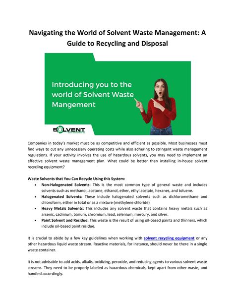 Navigating The World Of Solvent Waste Management A Guide To Recycling