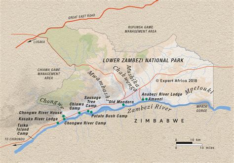 Reference Map Lower Zambezi National Park In Zambia Expert Africa