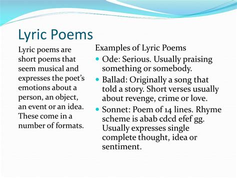 Example Of Ode Lyric Poetry
