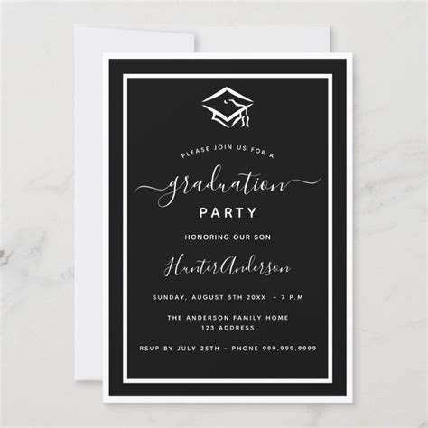 Black White Graduation Party Invitation Zazzle