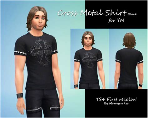 Cross Metal Shirt Black Ym The Sims 4 Catalog