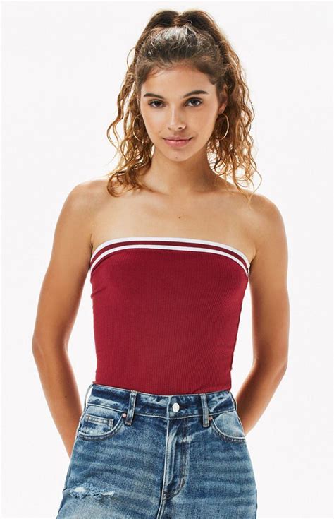 Me To We Varsity Tube Top Pacsun Tops Strapless Tops Cute Casual