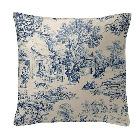 Maison Toile Blue Decorative Pillow Size 20 Square By 6ix Tailors