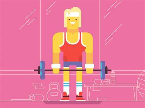 Part Gym Wrestling Games Vector Animation Gifs Pink Design Flat